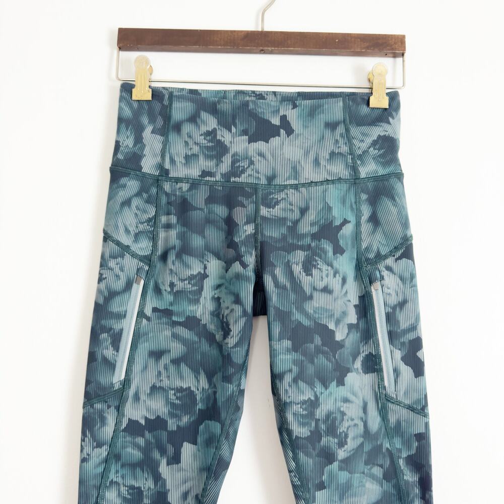 ATHLETA Rainier High Rise Printed Leggings Teal Turquoise Floral 3X - Picture 4 of 10